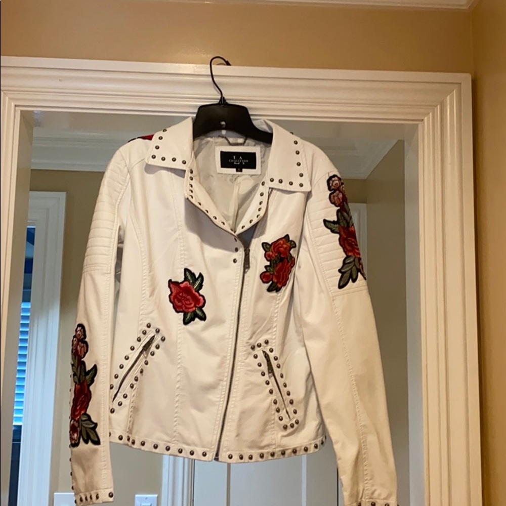 Faux leather studded  motorcycle jacket